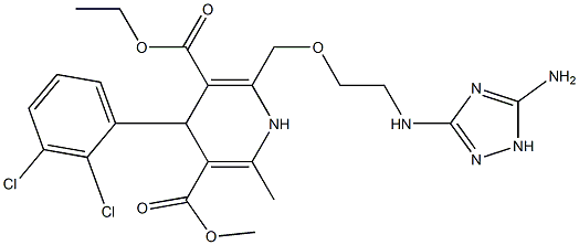 4-(2,3-Dichlorophenyl)-2-methyl-6-[2-[(5-amino-1H-1,2,4-triazol-3-yl)amino]ethoxymethyl]-1,4-dihydro-3,5-pyridinedicarboxylic acid 3-methyl 5-ethyl ester 结构式