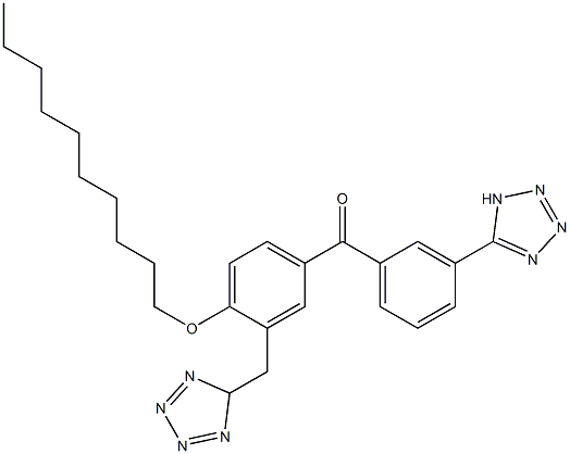 4-Decyloxy-3'-(1H-tetrazol-5-yl)-3-(5H-tetrazol-5-ylmethyl)benzophenone 结构式