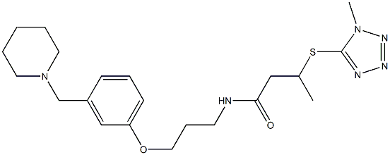 N-[3-[3-[Piperidinomethyl]phenoxy]propyl]-3-[(1-methyl-1H-tetrazol-5-yl)thio]butyramide 结构式