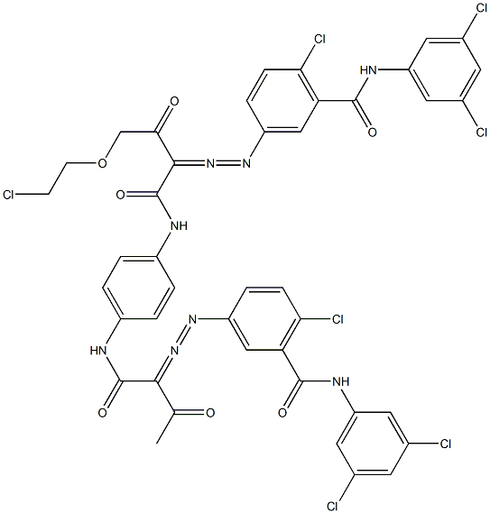 3,3'-[2-[(2-Chloroethyl)oxy]-1,4-phenylenebis[iminocarbonyl(acetylmethylene)azo]]bis[N-(3,5-dichlorophenyl)-6-chlorobenzamide] 结构式