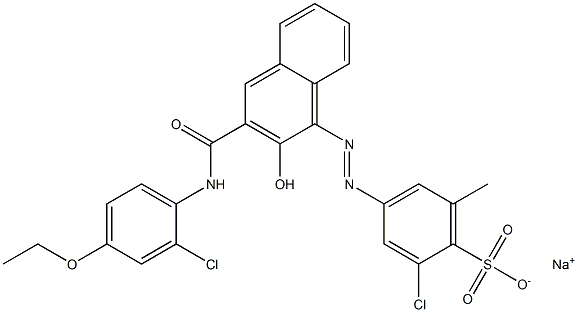 2-Chloro-6-methyl-4-[[3-[[(2-chloro-4-ethoxyphenyl)amino]carbonyl]-2-hydroxy-1-naphtyl]azo]benzenesulfonic acid sodium salt 结构式