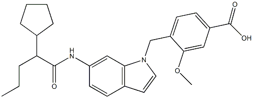 4-[6-(2-Cyclopentylpentanoyl)amino-1H-indol-1-ylmethyl]-3-methoxybenzoic acid 结构式