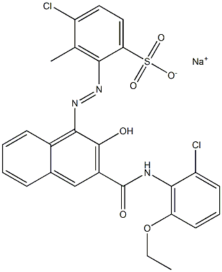 4-Chloro-3-methyl-2-[[3-[[(2-chloro-6-ethoxyphenyl)amino]carbonyl]-2-hydroxy-1-naphtyl]azo]benzenesulfonic acid sodium salt 结构式