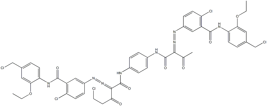 3,3'-[2-(Chloromethyl)-1,4-phenylenebis[iminocarbonyl(acetylmethylene)azo]]bis[N-[4-(chloromethyl)-2-ethoxyphenyl]-6-chlorobenzamide] 结构式