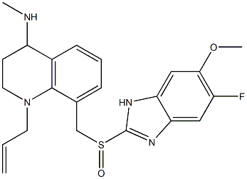 1,2,3,4-Tetrahydro-1-(2-propenyl)-4-methylamino-8-(5-fluoro-6-methoxy-1H-benzimidazol-2-ylsulfinylmethyl)quinoline 结构式