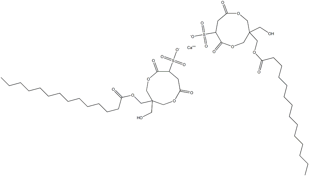Bis[1-(myristoyloxymethyl)-1-(hydroxymethyl)-4,7-dioxo-3,8-dioxacyclononane-6-sulfonic acid]calcium salt 结构式