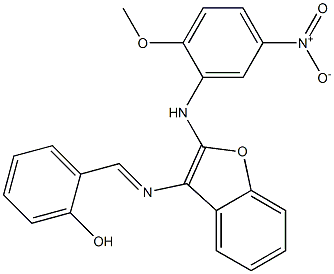 3-[(2-Hydroxybenzylidene)amino]-2-((2-methoxy-5-nitrophenyl)amino)benzofuran 结构式