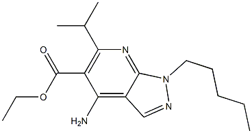 1-Pentyl-4-amino-6-isopropyl-1H-pyrazolo[3,4-b]pyridine-5-carboxylic acid ethyl ester 结构式