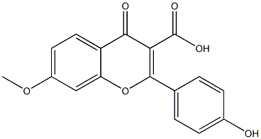 7-Methoxy-2-[4-hydroxyphenyl]-4-oxo-4H-1-benzopyran-3-carboxylic acid 结构式