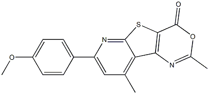 2,9-Dimethyl-7-(4-methoxyphenyl)-4H-pyrido[3',2':4,5]thieno[3,2-d][1,3]oxazin-4-one 结构式