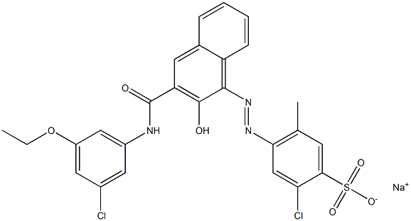 2-Chloro-5-methyl-4-[[3-[[(3-chloro-5-ethoxyphenyl)amino]carbonyl]-2-hydroxy-1-naphtyl]azo]benzenesulfonic acid sodium salt 结构式