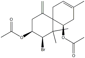 (5R,8R,9S)-5,9-Bis(acetyloxy)-8-bromo-3,7,7-trimethyl-11-methylenespiro[5.5]undec-2-ene 结构式