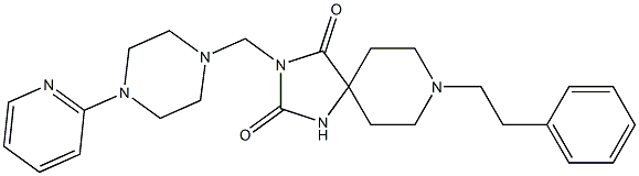 8-Phenethyl-3-[[4-(2-pyridyl)piperazino]methyl]-1,3,8-triazaspiro[4.5]decane-2,4-dione 结构式