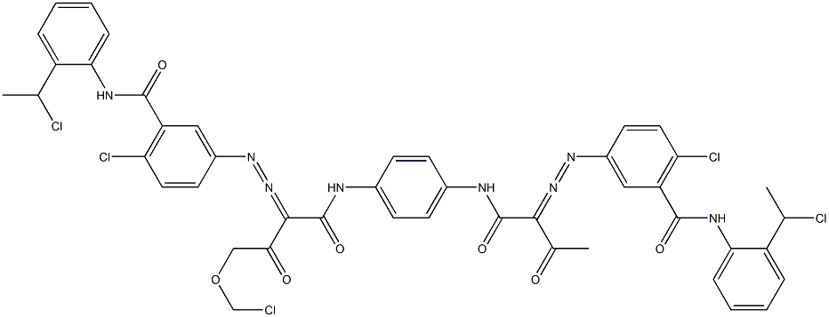 3,3'-[2-(Chloromethoxy)-1,4-phenylenebis[iminocarbonyl(acetylmethylene)azo]]bis[N-[2-(1-chloroethyl)phenyl]-6-chlorobenzamide] 结构式