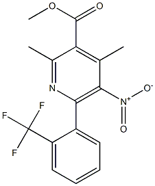 2,4-Dimethyl-5-nitro-6-[2-(trifluoromethyl)phenyl]pyridine-3-carboxylic acid methyl ester 结构式