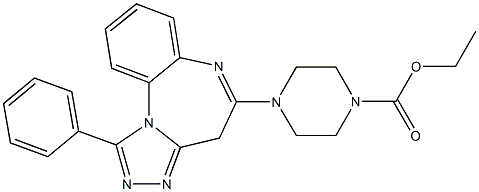 1-Phenyl-5-[4-(ethoxycarbonyl)piperazin-1-yl]-4H-[1,2,4]triazolo[4,3-a][1,5]benzodiazepine 结构式