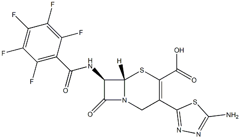 (7R)-7-[(2,3,4,5,6-Pentafluorobenzoyl)amino]-3-(5-amino-1,3,4-thiadiazol-2-yl)cepham-3-ene-4-carboxylic acid 结构式