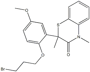 2-[2-(3-Bromopropyloxy)-5-methoxyphenyl]-2-methyl-4-methyl-4H-1,4-benzothiazin-3(2H)-one 结构式