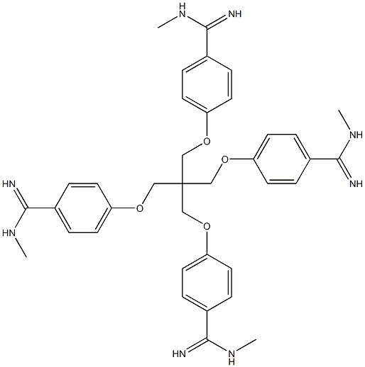 4,4',4'',4'''-[Methanetetrayltetrakis(methyleneoxy)]tetrakis(N1-methylbenzamidine) 结构式