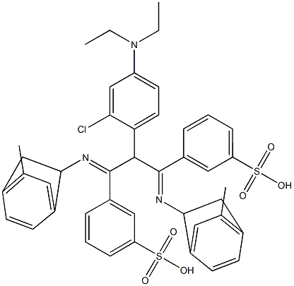 3,3'-[(4-Diethylamino-2-chlorophenyl)methylenebis[3-methyl-4,1-phenylene(ethylimino)methylene]]bis(benzenesulfonic acid) 结构式