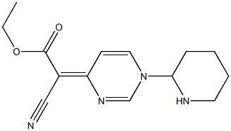 4-[Cyano(ethoxycarbonyl)methylene]-1,4-dihydro-1-(2-piperidinyl)pyrimidine 结构式