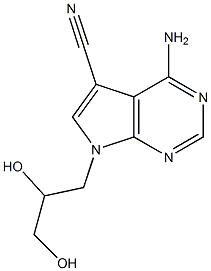 4-Amino-7-(2,3-dihydroxypropyl)-7H-pyrrolo[2,3-d]pyrimidine-5-carbonitrile 结构式