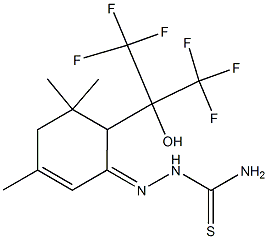 6-(2,2,2-Trifluoro-1-hydroxy-1-trifluoromethylethyl)-3,5,5-trimethyl-2-cyclohexen-1-one thiosemicarbazone 结构式