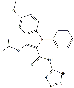 5-Methoxy-3-(1-methylethoxy)-1-phenyl-N-(1H-tetrazol-5-yl)-1H-indole-2-carboxamide 结构式