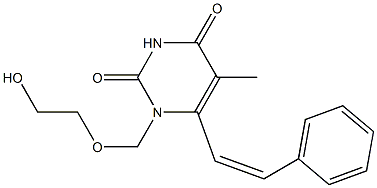 1-(2-Hydroxyethoxymethyl)-6-[(Z)-2-phenylethenyl]thymine 结构式