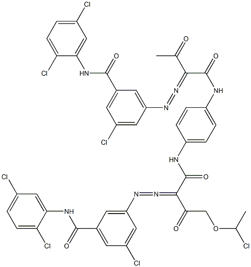 3,3'-[2-[(1-Chloroethyl)oxy]-1,4-phenylenebis[iminocarbonyl(acetylmethylene)azo]]bis[N-(2,5-dichlorophenyl)-5-chlorobenzamide] 结构式