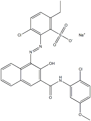 3-Chloro-6-ethyl-2-[[3-[[(2-chloro-5-methoxyphenyl)amino]carbonyl]-2-hydroxy-1-naphtyl]azo]benzenesulfonic acid sodium salt 结构式