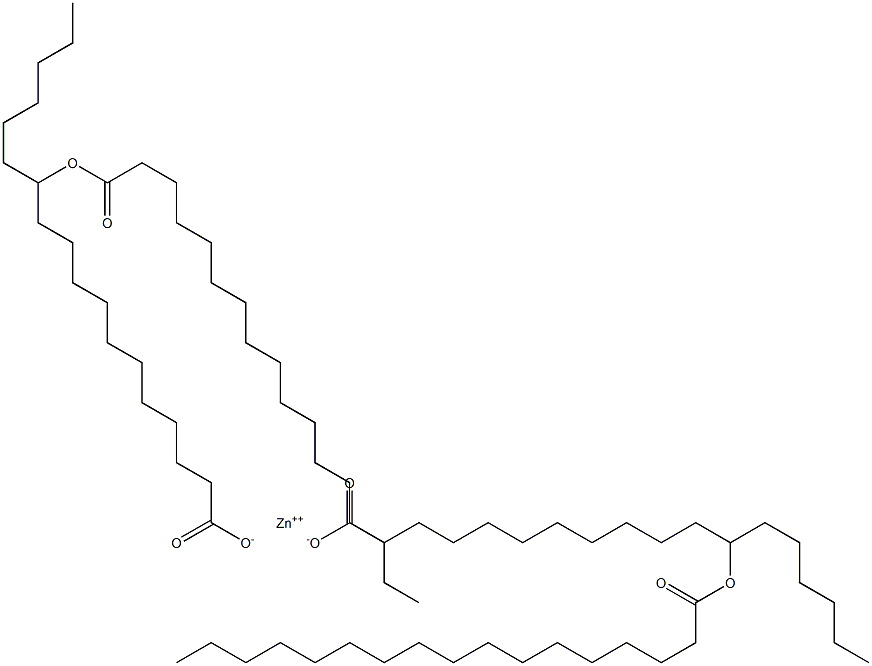 Bis(12-heptadecanoyloxyoctadecanoic acid)zinc salt 结构式