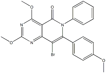 2,4-Dimethoxy-8-bromo-6-phenyl-7-(4-methoxyphenyl)pyrido[4,3-d]pyrimidin-5(6H)-one 结构式