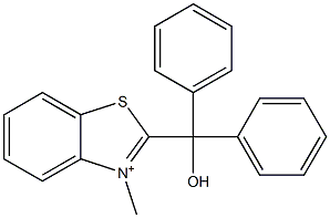 2-(Diphenylhydroxymethyl)-3-methylbenzothiazol-3-ium 结构式