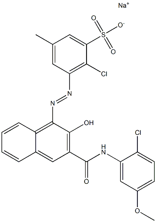 2-Chloro-5-methyl-3-[[3-[[(2-chloro-5-methoxyphenyl)amino]carbonyl]-2-hydroxy-1-naphtyl]azo]benzenesulfonic acid sodium salt 结构式