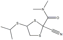 5-Isopropylthio-2-(dimethylaminocarbonyl)-1,3-dithiolane-2-carbonitrile 结构式