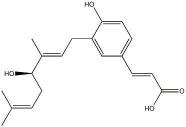 3-[(2E,4R)-3,7-Dimethyl-4-hydroxy-2,6-octadien-1-yl]-4-hydroxy-trans-cinnamic acid 结构式