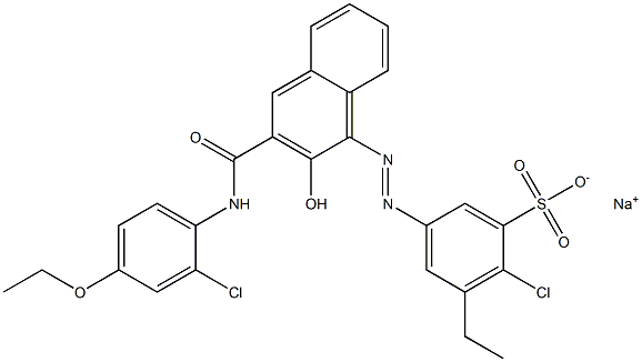 2-Chloro-3-ethyl-5-[[3-[[(2-chloro-4-ethoxyphenyl)amino]carbonyl]-2-hydroxy-1-naphtyl]azo]benzenesulfonic acid sodium salt 结构式