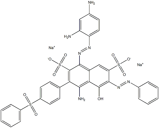 4-[(2,4-Diaminophenyl)azo]-2-[4-(phenylsulfonyl)phenyl]-7-(phenylazo)-1-amino-8-hydroxy-3,6-naphthalenedisulfonic acid disodium salt 结构式