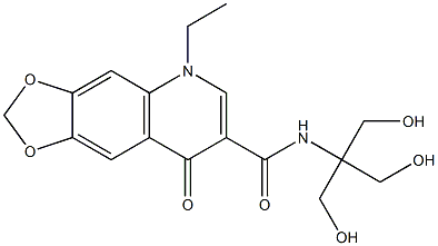 1,4-Dihydro-1-ethyl-4-oxo-6,7-(methylenedioxy)-N-[1,1-bis(hydroxymethyl)-2-hydroxyethyl]quinoline-3-carboxamide 结构式