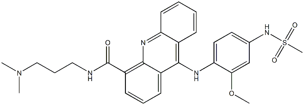 N-(3-Dimethylaminopropyl)-9-(4-methylsulfonylamino-2-methoxyphenylamino)acridine-4-carboxamide 结构式