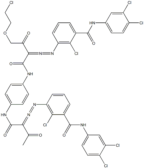 3,3'-[2-[(2-Chloroethyl)oxy]-1,4-phenylenebis[iminocarbonyl(acetylmethylene)azo]]bis[N-(3,4-dichlorophenyl)-2-chlorobenzamide] 结构式