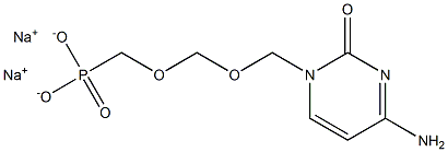 [[[(4-Amino-1,2-dihydro-2-oxopyrimidin)-1-yl]methoxy]methoxy]methylphosphonic acid disodium salt 结构式