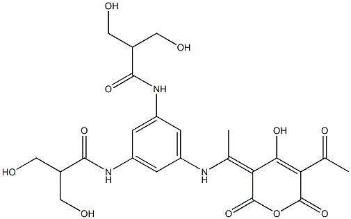 (3Z)-5-Acetyl-4-hydroxy-3-[1-[3,5-bis(3-hydroxy-2-hydroxymethylpropanoylamino)phenylamino]ethylidene]-2H-pyran-2,6(3H)-dione 结构式