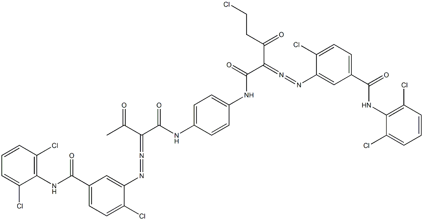 3,3'-[2-(Chloromethyl)-1,4-phenylenebis[iminocarbonyl(acetylmethylene)azo]]bis[N-(2,6-dichlorophenyl)-4-chlorobenzamide] 结构式
