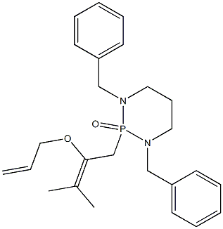 1,3-Dibenzyl-2-[3-methyl-2-[(2-propenyl)oxy]-2-butenyl]hexahydro-1,3,2-diazaphosphorine 2-oxide 结构式