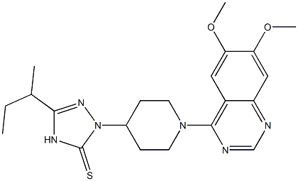 2-[1-(6,7-Dimethoxyquinazolin-4-yl)piperidin-4-yl]-5-(1-methylpropyl)-2,4-dihydro-3-thioxo-3H-1,2,4-triazole 结构式