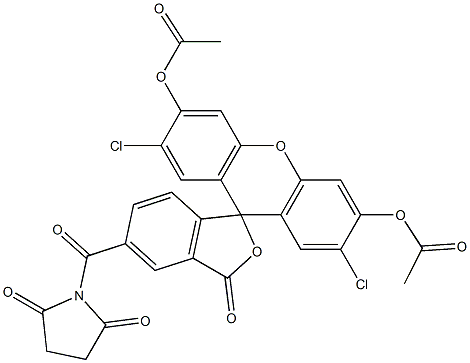 2',7'-Dichloro-3',6'-diacetoxy-5-[(2,5-dioxopyrrolidine-1-yl)carbonyl]spiro[isobenzofuran-1(3H),9'-[9H]xanthene]-3-one 结构式