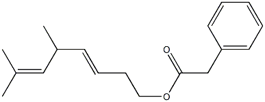 Phenylacetic acid 5,7-dimethyl-3,6-octadienyl ester 结构式
