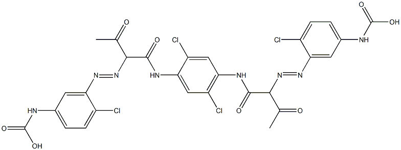 N,N'-(2,5-Dichloro-p-phenylene)bis[2-[(2-chloro-5-carboxyaminophenyl)azo]acetoacetamide] 结构式